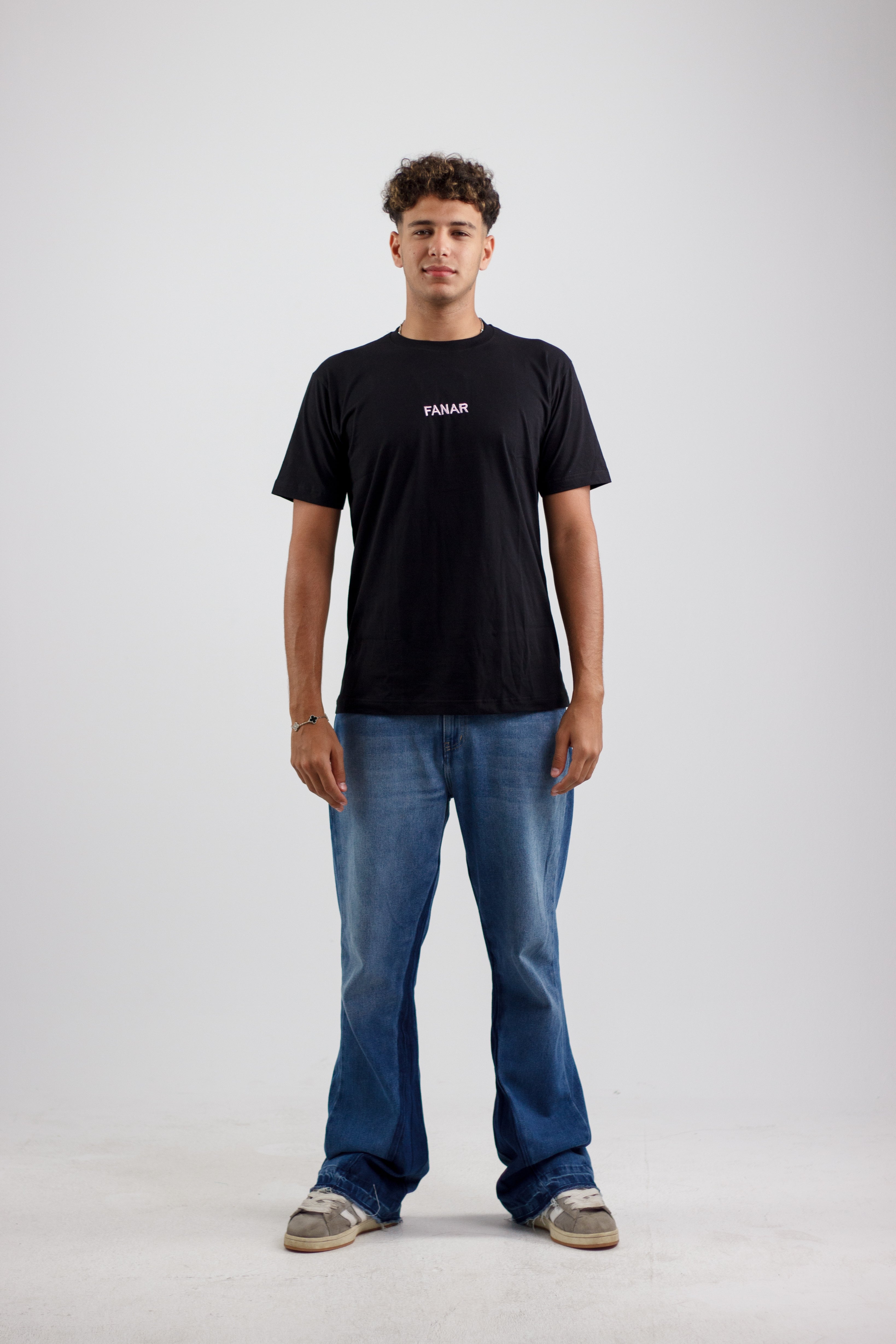 Black T-Shirt With Light Pink “FANAR”